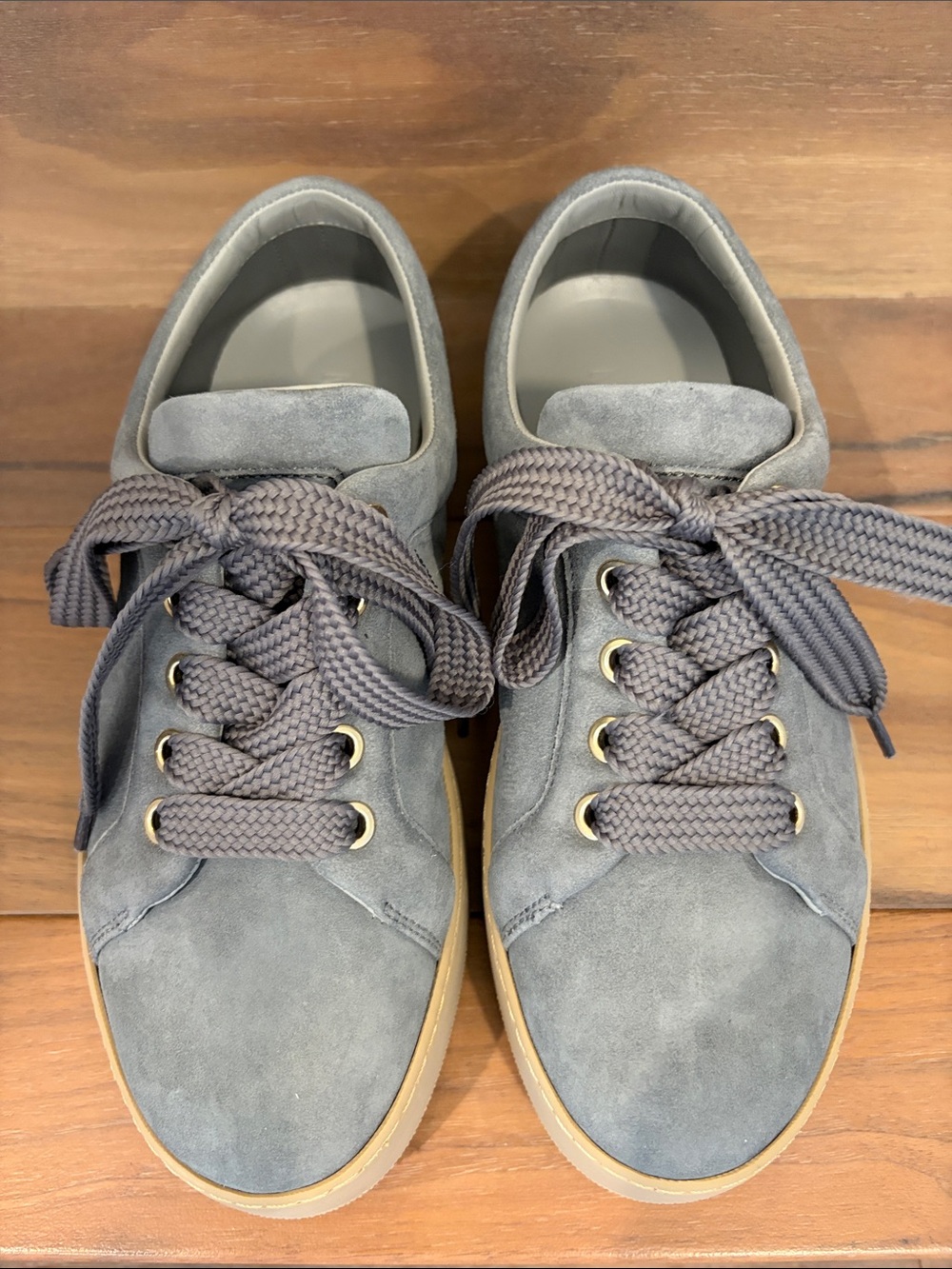 Max Mara Gray Suede Lace-Up Sneakers